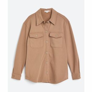 Good American Fleece Shacket / OverShirt in Tan - Size Medium/Large